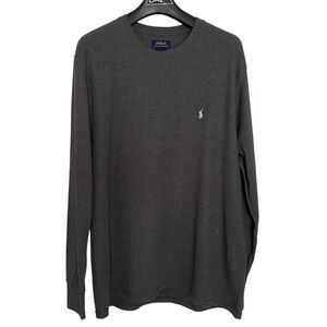 Ralph Lauren Men's Grey Long Sleeve Pullover Crew Neck Shirt 60% Cotton Size 2XL